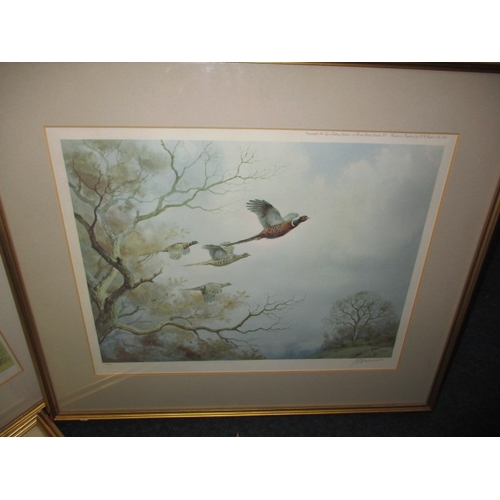 300 - 4 Framed prints of game birds in flight, all by Jack C Harrison, all in pre-owned condition