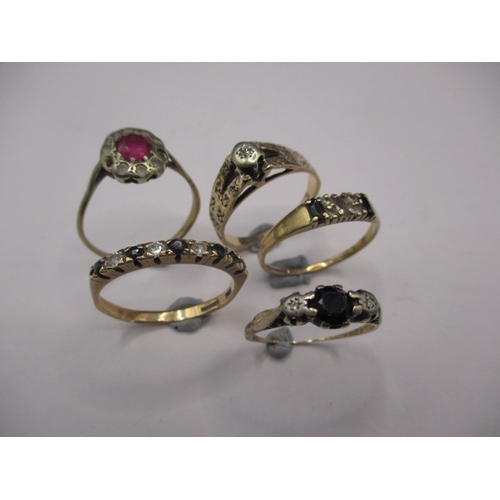 68 - 5 vintage dress rings, 4 marked for 9ct gold, all in used condition with various stones and sizes, a... 