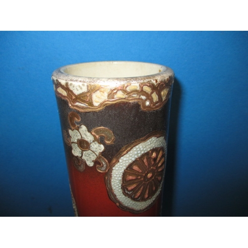 358 - A 19th century Japanese tube-lined decorated vase, approx. height 42cm, having two small chips to fo... 