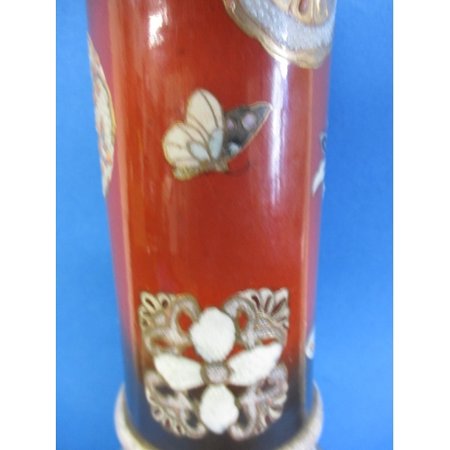 358 - A 19th century Japanese tube-lined decorated vase, approx. height 42cm, having two small chips to fo... 