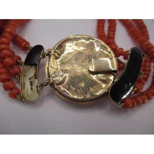 127 - A rose coral necklace and bracelet with 18ct yellow gold mounts, approx. lengths 34 & 16cm, both in ... 