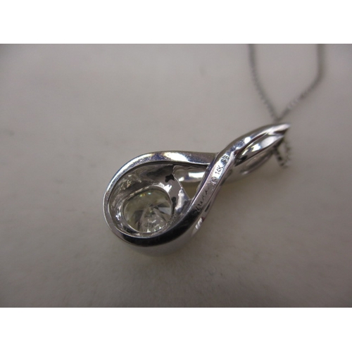 115 - A 14ct white gold necklace and diamond pendant, the stone being approx. .60ct and H/Si2. in good pre... 