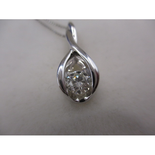 115 - A 14ct white gold necklace and diamond pendant, the stone being approx. .60ct and H/Si2. in good pre... 