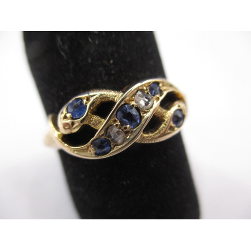 41 - An antique 18ct yellow gold ring with rose cut diamonds and sapphires, approx. ring size ‘P’, approx... 