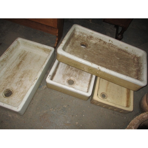 321 - 4 Victorian shallow farmhouse trough sinks, approx. size of largest 92x51x14cm, age related marks bu... 