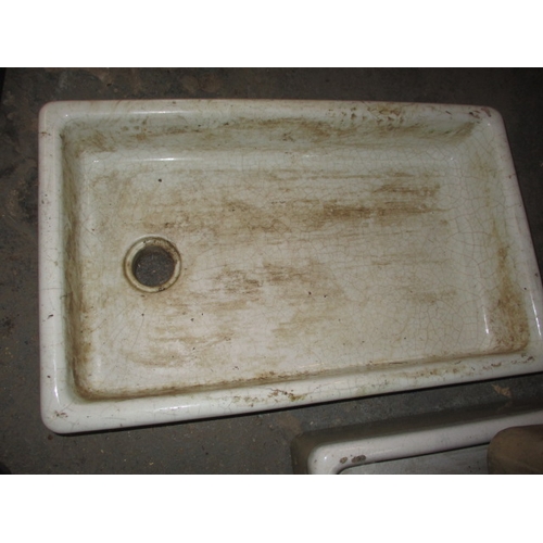 321 - 4 Victorian shallow farmhouse trough sinks, approx. size of largest 92x51x14cm, age related marks bu... 