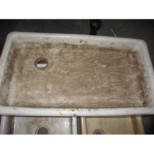 321 - 4 Victorian shallow farmhouse trough sinks, approx. size of largest 92x51x14cm, age related marks bu... 