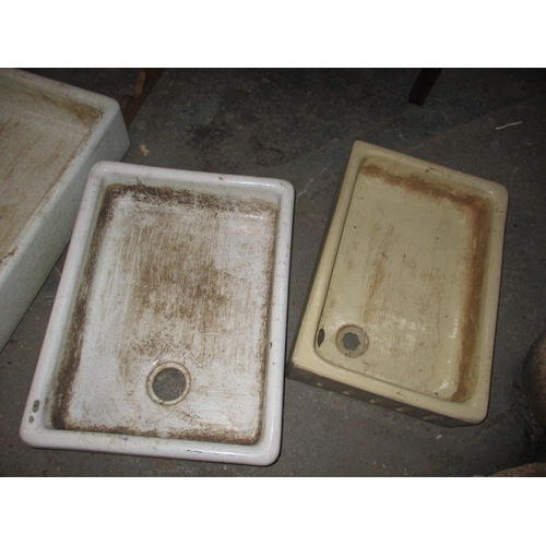 321 - 4 Victorian shallow farmhouse trough sinks, approx. size of largest 92x51x14cm, age related marks bu... 