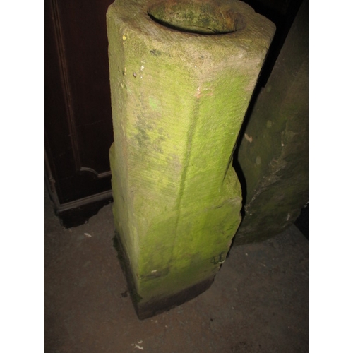 322 - Two hand carved sandstone staddle stone pillars, no top mushrooms, approx. height 61cm base approx. ... 