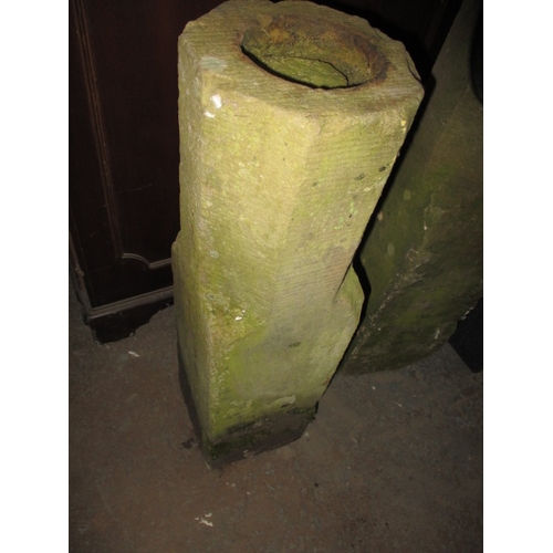 322 - Two hand carved sandstone staddle stone pillars, no top mushrooms, approx. height 61cm base approx. ... 