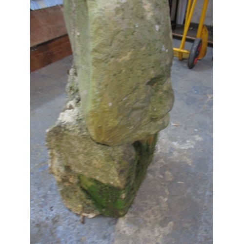 327 - A medieval carved stone head, approx. height 60cm, family legend relates to this being removed in th... 