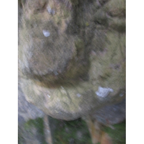 327 - A medieval carved stone head, approx. height 60cm, family legend relates to this being removed in th... 