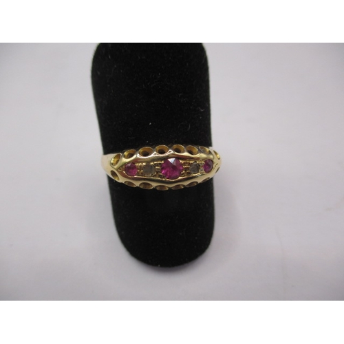 43 - A vintage 18ct gold ruby and diamond ring. Approximate weight 2.4g, approx. ring size Q