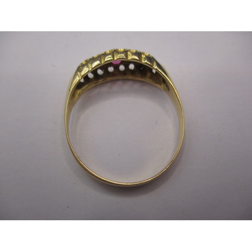 43 - A vintage 18ct gold ruby and diamond ring. Approximate weight 2.4g, approx. ring size Q