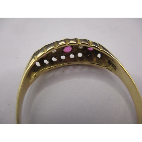 43 - A vintage 18ct gold ruby and diamond ring. Approximate weight 2.4g, approx. ring size Q