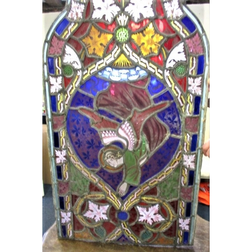 362 - A vintage church stained glass window panel, approx. size 100x52cm, in reasonable condition with som... 