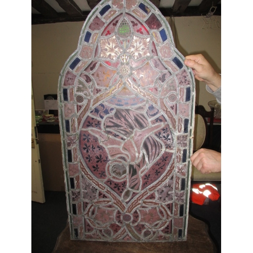 362 - A vintage church stained glass window panel, approx. size 100x52cm, in reasonable condition with som... 