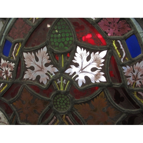 362 - A vintage church stained glass window panel, approx. size 100x52cm, in reasonable condition with som... 