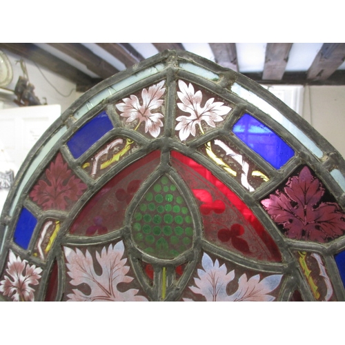 362 - A vintage church stained glass window panel, approx. size 100x52cm, in reasonable condition with som... 