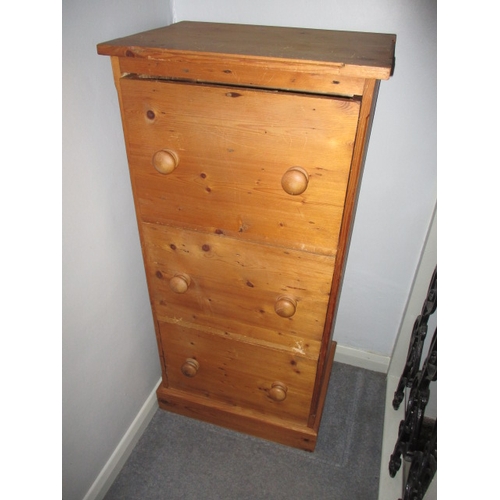 311 - A natural pine chest of 3 narrow deep drawers, in good pre-owned condition. Approximate height 121cm... 