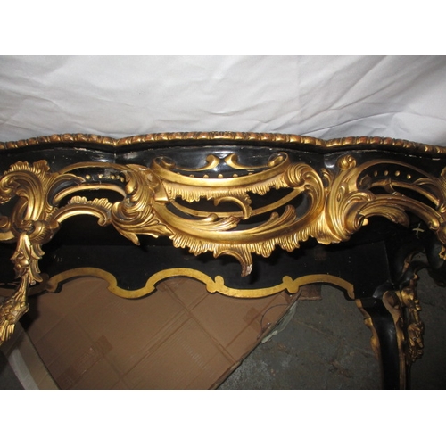 301 - A late 19th  early 20th Century ebonised and gilt wood inlaid corner table, having various woods and... 