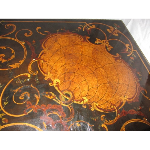 301 - A late 19th  early 20th Century ebonised and gilt wood inlaid corner table, having various woods and... 