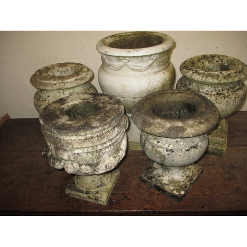 325 - 5 Antique hand  carved Italian Carrara marble garden urns all dating C1920, in good used condition w... 