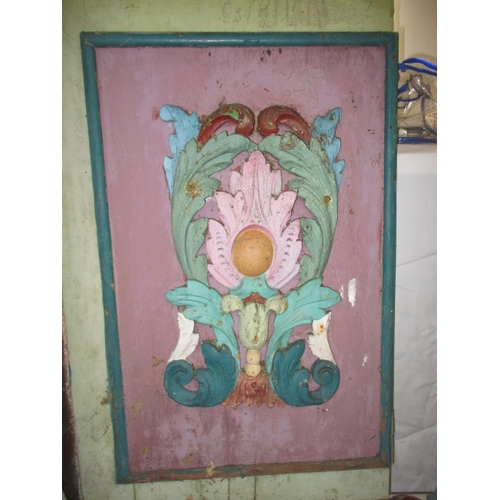 71 - A quantity of antique carved panels from a Romany Caravan. Age related wear and some paint loss. Lar... 