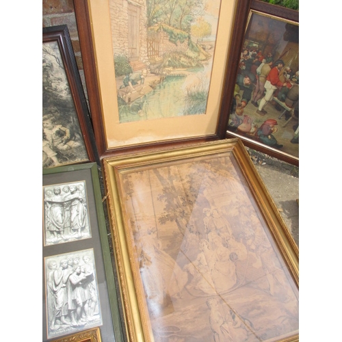 78 - A large quantity of vintage pictures and prints, all with age -related marks