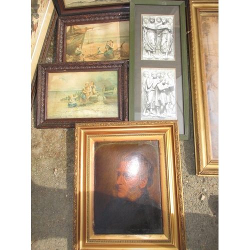 78 - A large quantity of vintage pictures and prints, all with age -related marks