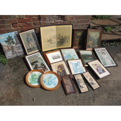 79 - A large quantity of vintage pictures and prints, to include oriental examples