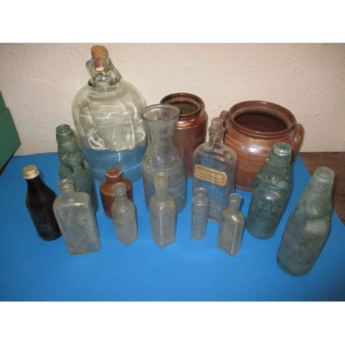 83 - A parcel of vintage bottles and pots, to include a Foxearth mineral water example, all in used condi... 