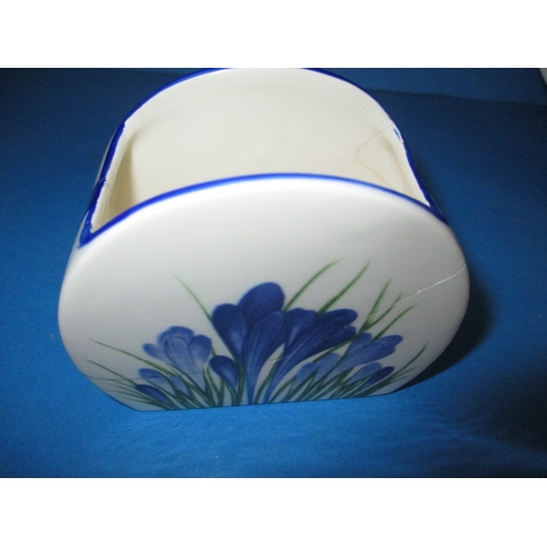 87 - A Wedgwood Clarice Cliff Bonjour 3 piece teaset in the Blue Crocus design, the sugar bowl has been r... 