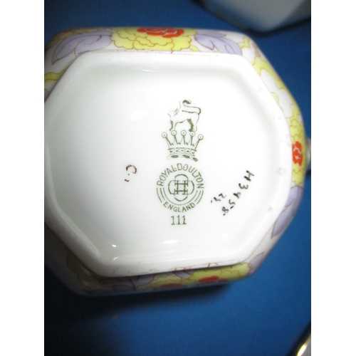 91 - A Royal Doulton 6 place tea set in the H3958 design and a A J Wilkinson Celtic rose design biscuit b... 