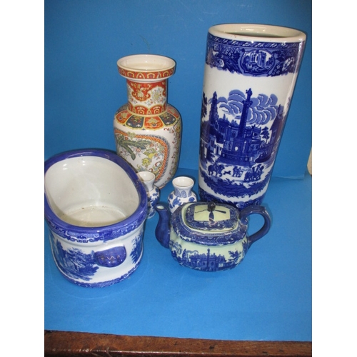 92 - A vintage blue and white stick stand and a quantity of other ceramics, all in good pre-owned conditi... 