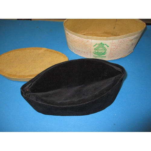 A vintage Songkok Hat  in original Singapore retailers box, hat in near unused condition, box with age-related marks