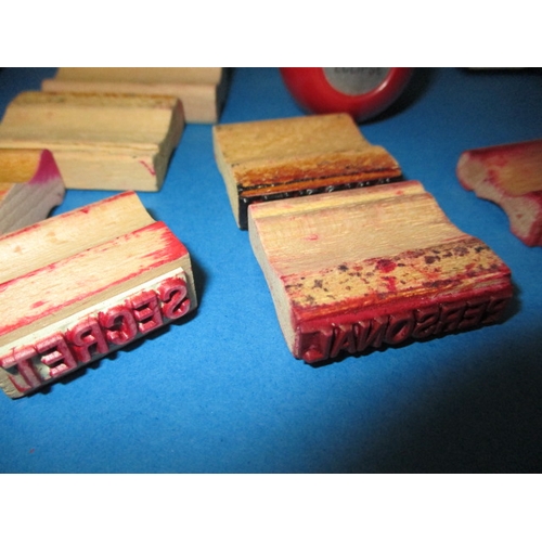 164 - A quantity of police issue rubber stamps, to include secret, all in used condition