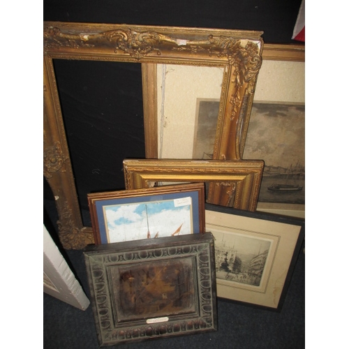 187 - A quantity of antique and later pictures and frames, to include a large 19th century engraving of Gt... 