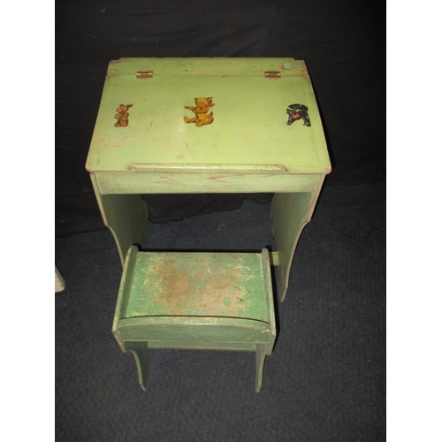 210 - A vintage childs desk and chair, in pre-owned condition with use-related marks