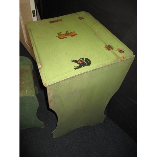 210 - A vintage childs desk and chair, in pre-owned condition with use-related marks