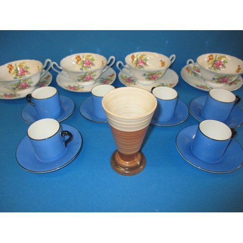 216 - A parcel of vintage Shelley ceramic items to include a set of 6 coffee cands and a vase, all in good... 