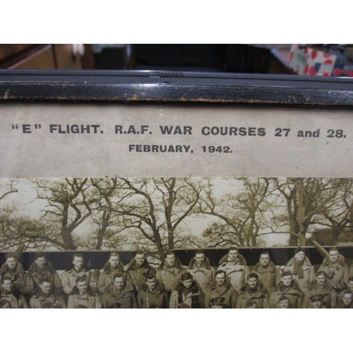 224 - A WWII framed photograph of ‘E’ Flight RAF war courses 27-28, dated February 1942, in good vintage c... 