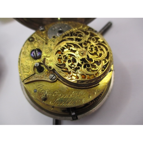 122 - A William IV silver pear cased pocket watch with fusee movement, makers mark Thomas Broderick, Spald... 