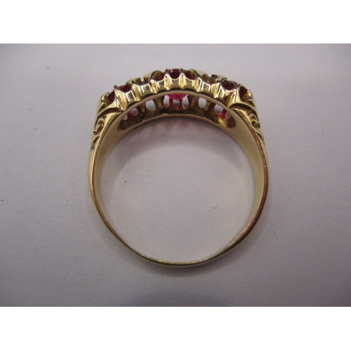 19 - A vintage 18ct yellow gold dress ring with diamonds and red stones, approx. ring size ‘P’, approx. w... 