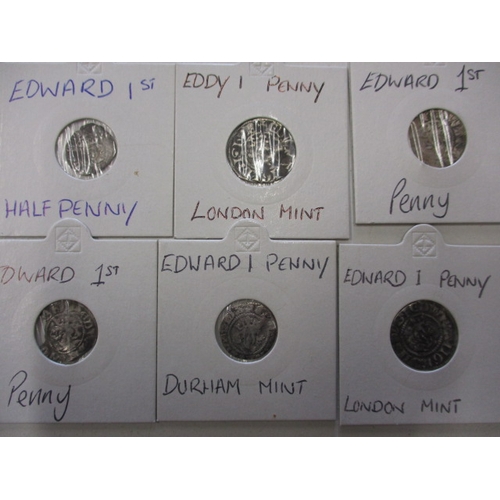 134 - Six Edward I silver hammered coins, mostly pennies, various grades all in circulated condition and i... 