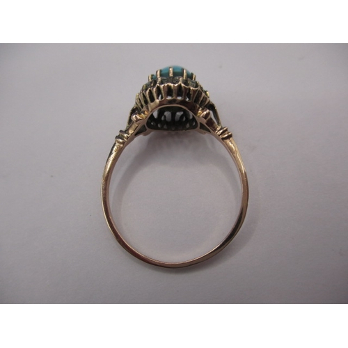 22 - An early 19th century gold ring with central cabochon turquoise stone, approx. ring size ‘Q+’, appro... 