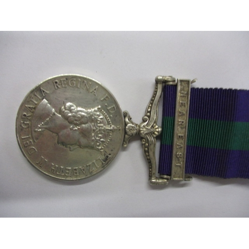 208 - Two Military general service medals, Near East and Malaya bars, named to 22892374 CPL C D Gallant AC... 