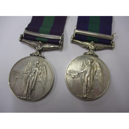 208 - Two Military general service medals, Near East and Malaya bars, named to 22892374 CPL C D Gallant AC... 