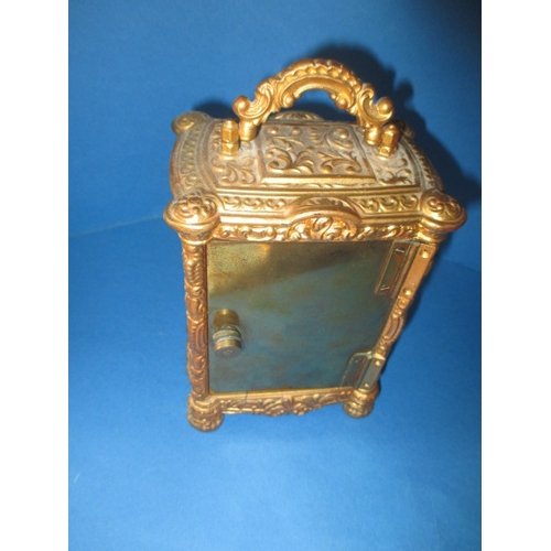 232 - A vintage gilt metal carriage clock, striking on a bell, age-related marks and no key so not tested ... 