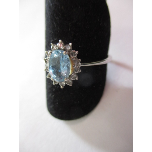 29 - A 9ct white gold dress ring set with central Santamaria aquamarine, with matching silver bracelet an... 